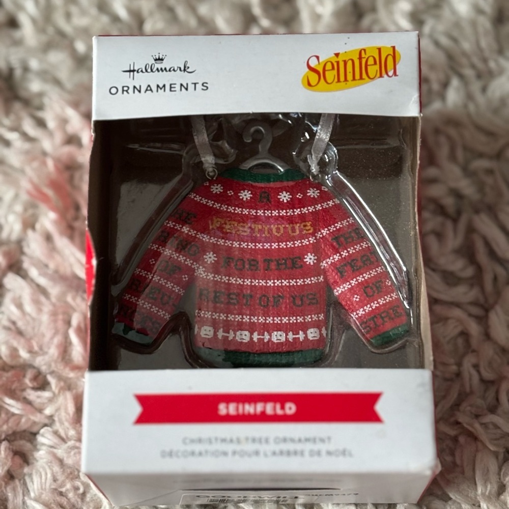 Hallmark Seinfeld Festive Sweater Ornament Red Green Festivus for the Rest Us